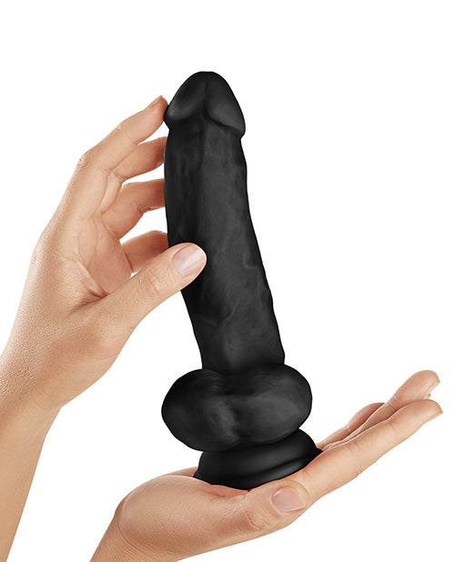 Shaft Shaft Model N Flexskin Liquid Silicone 9.5" Side Curve Dong w/Balls - Black