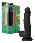 Shaft Shaft Flexskin Liquid Silicone 8.5" Vibrating Side Curve Dong w/Balls - Black
