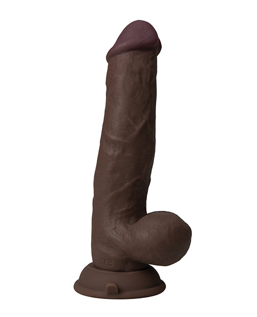 Shaft Shaft Flexskin Liquid Silicone 8.5" Vibrating Side Curve Dong w/Balls - Mahogany