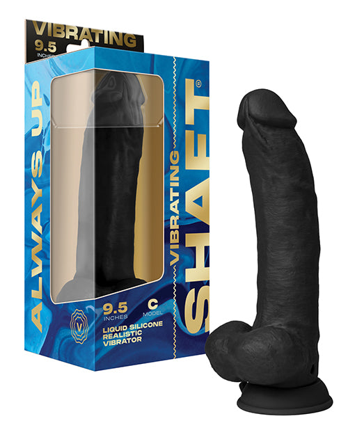 Shaft Shaft Flexskin Liquid Silicone 9.5" Vibrating Curved Dong w/Balls - Black