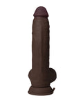 Shaft Shaft Flexskin Liquid Silicone 9.5" Vibrating Curved Dong w/Balls - Mahogany - Image 4