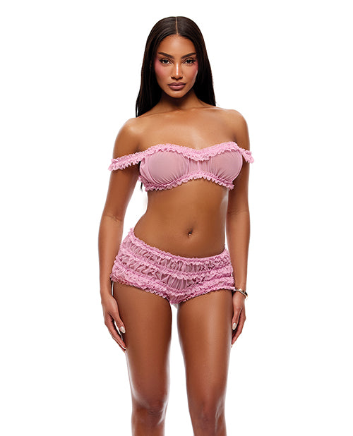 Not Regular Toys Soft Girl Era Sheer Mesh & Lace Bralette 2 pc Set - Light Pink XL