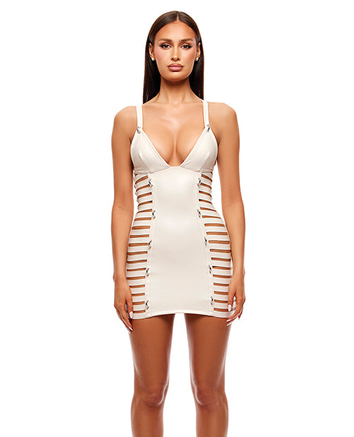 Not Regular Toys Strap Tease Strappy Vinyl Mini Dress - Cream LG