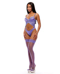 Not Regular Toys See It Through Guipure Teddy Set w/Stockings - Purple LG