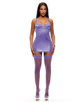 Not Regular Toys See It Through Guipure Lace Chemise w/Thong & Stockings - Purple LG - Image 2