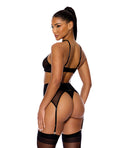 Forplay Feeling Butterflies Mesh Halterneck Bra w/Garter & Panty - Black XL - Image 2