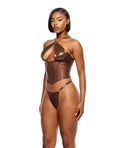 Forplay Liquid Metal Metallic Mesh Bustier w/G-String 2 pc Set - Metallic Copper SM - Image 2
