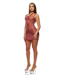 Forplay Patch of Petals Sheer Mesh and Lace Chemise w/Thong 2 pc Set - Mauve MD - Image 2