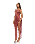 Forplay Patch of Petals Sheer Mesh and Lace Gown w/Thong 2 pc Set - Mauve MD - Image 2