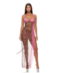 Forplay Animal Instincts Mesh Nightgown & Panty - Pink Leopard LG