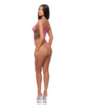 Forplay Animal Instincts Mesh Bustier & Panty 2 pc Set - Pink Leopard SM - Image 2