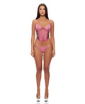 Forplay Animal Instincts Mesh Bustier & Panty 2 pc Set - Pink Leopard XL - Image 3
