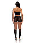 Forplay Cross Your Mind Tube Top w/Boy Short & Open Toe Socks Bodystocking - Black QN - Image 3