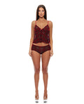 Forplay Velvet Lines Mesh Cami & Boy Short 2 pc Set - Red/Black SM