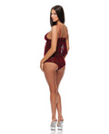 Forplay Velvet Lines Mesh Cami & Boy Short 2 pc Set - Red/Black XL - Image 2