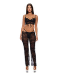 Forplay Layer of Seduction Lace Bra, Thong, & Pants 3 pc Set - Black SM