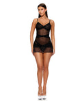 Forplay Private Party Glitter Chemise & Thong Set - Black LG - Image 2