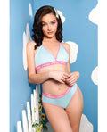 Vibes by Fantasy Lingerie Vibes Fresh Halter Bralette & Booty Short Light Blue L/XL