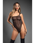 Domina by Fantasy Domina One-Shoulder Sheer Mesh Teddy w/Rope Cuffs - Black L/XL - Image 2
