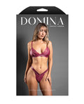 Domina by Fantasy Domina Lace Bralette & Panty in Leatherette w/Zipper Detail - Berry L/XL - Image 4