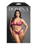 Domina by Fantasy Domina Lace Bralette & Panty in Leatherette w/Zipper Detail - Berry QN - Image 4