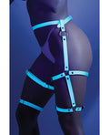 Glow by Fantasy Lingerie Glow Buckle Up Glow in the Dark Leg Harness Light Blue O/S - Image 2