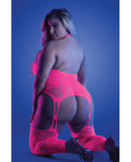 Glow by Fantasy Lingerie Glow Captivating Halter Bodystocking & G-String Neon Pink QN - Image 2