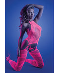 Glow by Fantasy Lingerie Glow Captivating Halter Bodystocking & G-String Neon Pink O/S