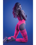 Glow by Fantasy Lingerie Glow Captivating Halter Bodystocking & G-String Neon Pink O/S - Image 2