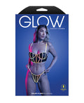 Glow by Fantasy Lingerie Solar Flare Flash Reflective Binding Underwire Bra & Thong - Black M/L