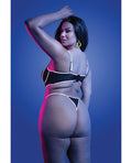 Glow by Fantasy Lingerie Solar Flare Flash Reflective Binding Underwire Bra & Thong - Black QN - Image 2