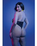 Glow by Fantasy Lingerie Solar Flare Flash Reflective Binding Halter Tie Teddy - Black QN - Image 2