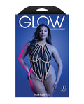 Glow by Fantasy Lingerie Solar Flare Flash Reflective Binding Halter Tie Teddy - Black QN - Image 3