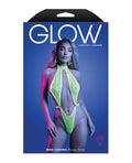 Glow by Fantasy Lingerie Mind Control UV Reactive Lace Halter Teddy - Neon Green L/XL - Image 3
