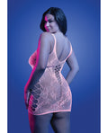 Glow by Fantasy Lingerie Magnetism Glow-in-the-Dark Lace Knit Dress; Glows Pink - White QN - Image 2