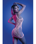 Glow by Fantasy Lingerie Magnetism Glow-in-the-Dark Lace Knit Dress; Glows Pink - White O/S - Image 2