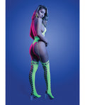 Glow by Fantasy Lingerie Paradigm UV Reactive Halter Teddy Bodystocking - Neon Green O/S - Image 2