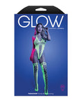 Glow by Fantasy Lingerie Paradigm UV Reactive Halter Teddy Bodystocking - Neon Green O/S - Image 3