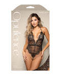Opulence by Fantasy Opulence Metallic Eyelash Lace Teddy w/Pearl String Crotch - Black L/XL - Image 3