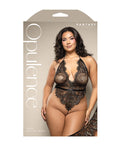 Opulence by Fantasy Opulence Metallic Eyelash Lace Teddy w/Pearl String Crotch - Black QN - Image 3