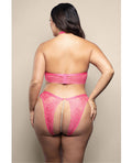 Opulence by Fantasy Opulence Shimmer Lace Bra & Panty w/Pearl details - Hot Pink QN - Image 2