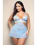 Opulence by Fantasy Opulence Metallic Lace 2-in-1 Set w/Pearl Details - Light Blue QN