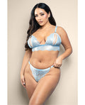 Opulence by Fantasy Opulence Metallic Lace 2-in-1 Set w/Pearl Details - Light Blue QN - Image 3