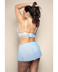 Opulence by Fantasy Opulence Metallic Lace 2-in-1 Set w/Pearl Details - Light Blue QN - Image 4