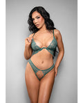 Temptress by Fantasy Temptress Aerin Lace Bra w/Removable Chain & Panty 2 pc Set - Green S/M