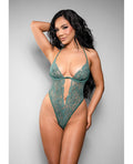 Temptress by Fantasy Temptress Aerin Lace Teddy w/Removable Chain - Green S/M