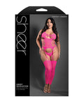 Sheer by Fantasy Sheer Sweet Revelation Halter Bodystocking w/G-String 2 pc Set - Neon Pink QN - Image 3