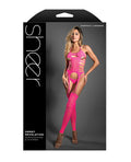 Sheer by Fantasy Sheer Sweet Revelation Halter Bodystocking w/G-String 2 pc Set - Neon Pink O/S - Image 6