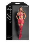 Sheer by Fantasy Sheer Unmatched Body Stocking 2 pc Set - Hot Pink O/S - Image 3