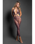 Sheer by Fantasy Sheer Set Me Free Mesh Body Stocking w/Zebra Pattern & Open Crotch - Purple O/S - Image 3